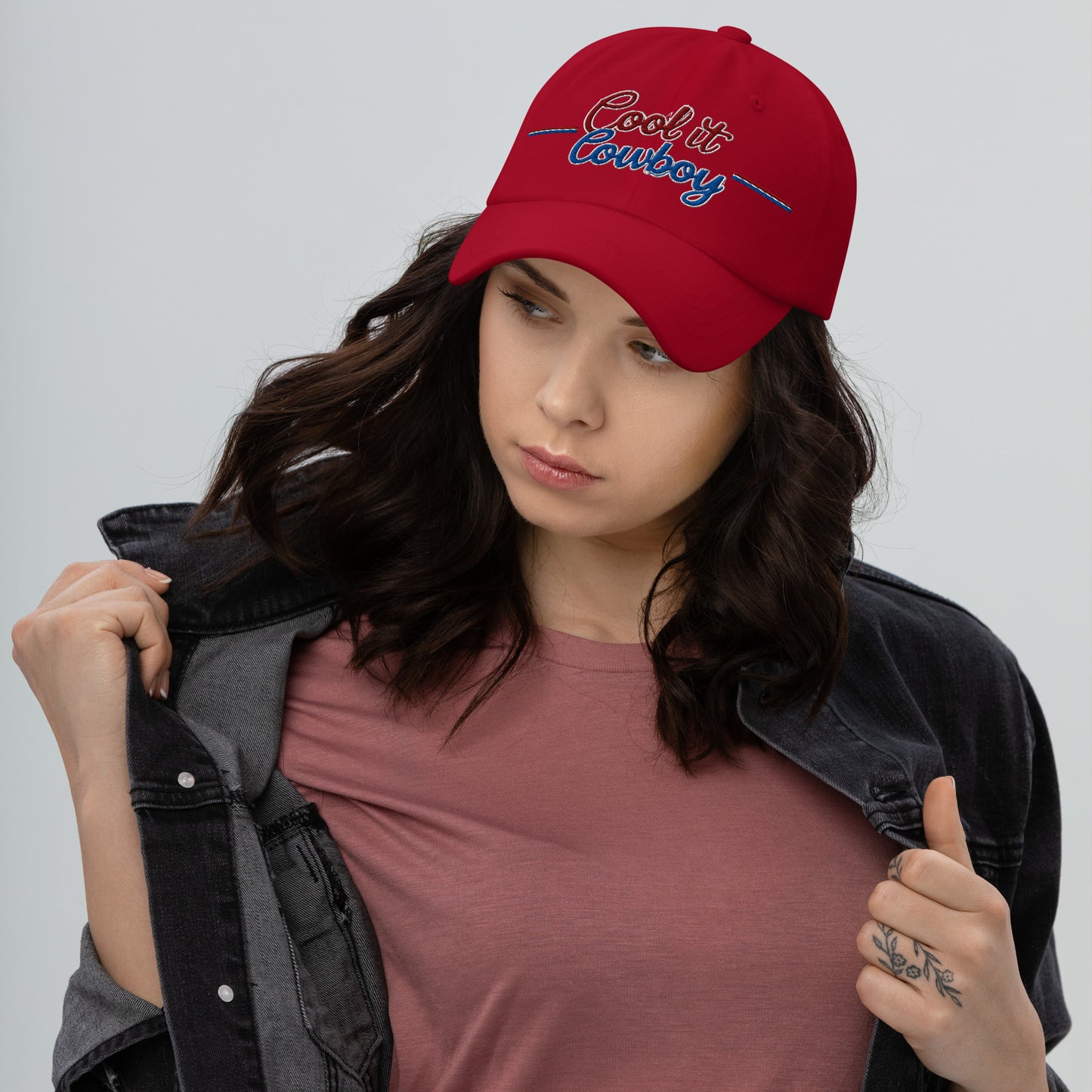 Ronas Design Cool It Cowboy Hat Front View on Women Model in Cranberry