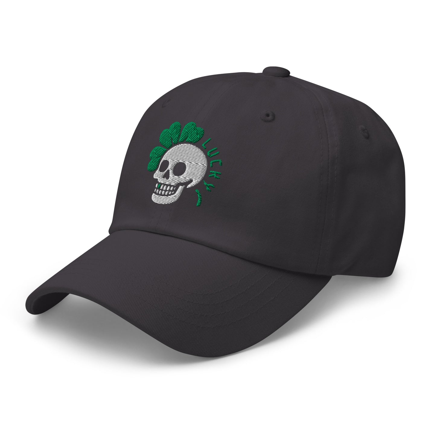 Ronas Design Clover Skull Hat Left Front View in Dark Grey