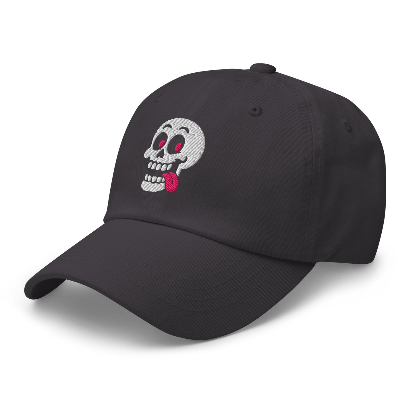 Ronas Design Pink Skull Hat Left Front View in Dark Grey