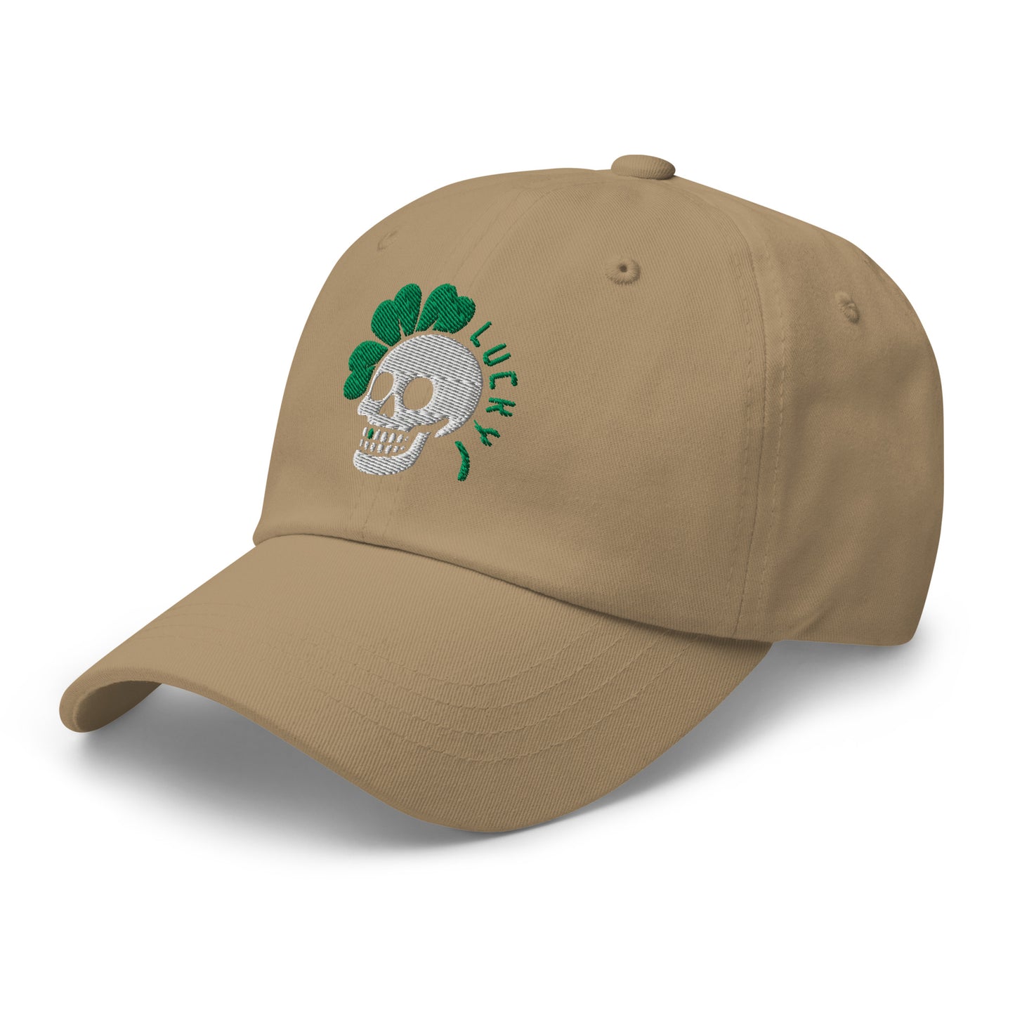 Ronas Design Clover Skull Hat Left Front View in Khaki