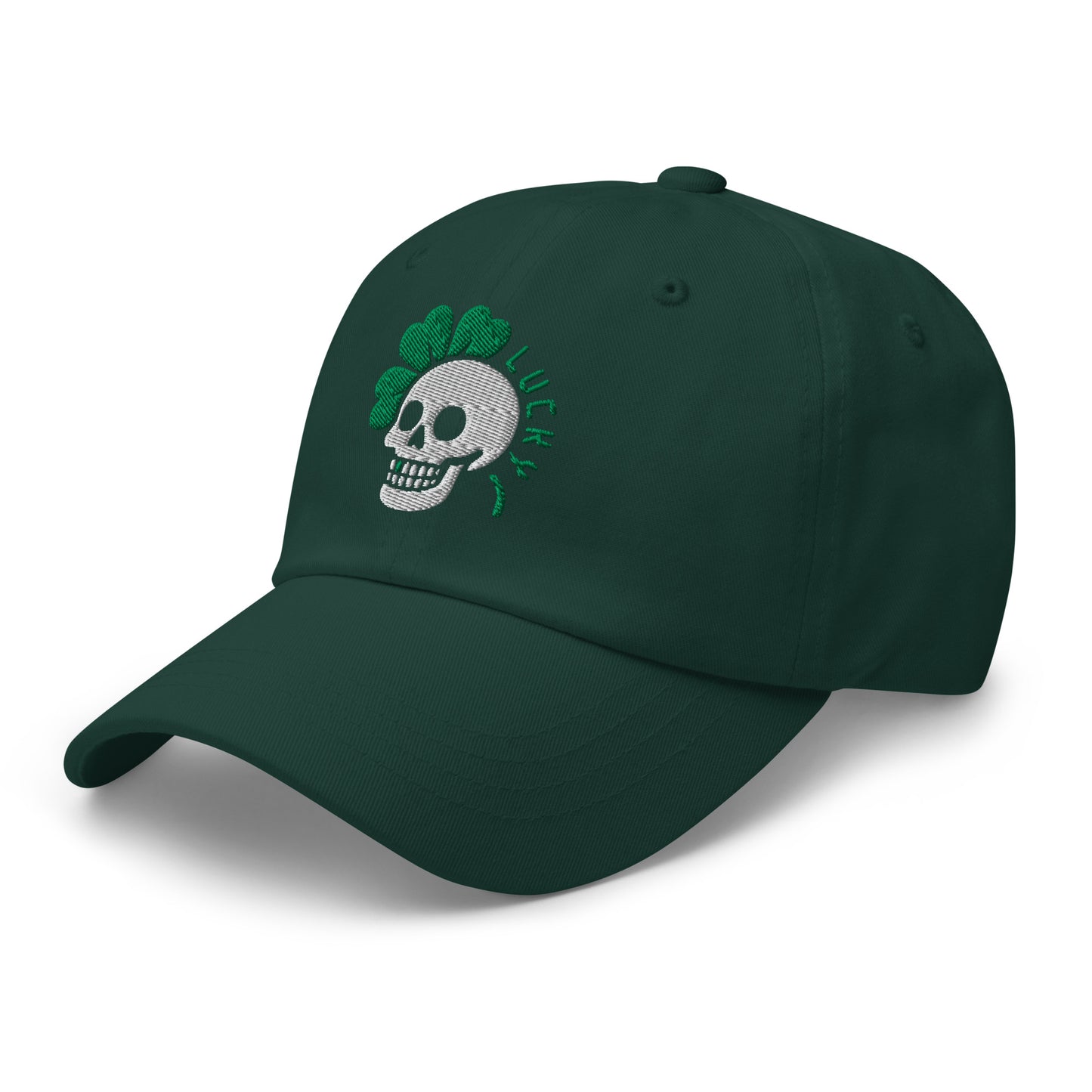Ronas Design Clover Skull Hat Left Front View in Spruce