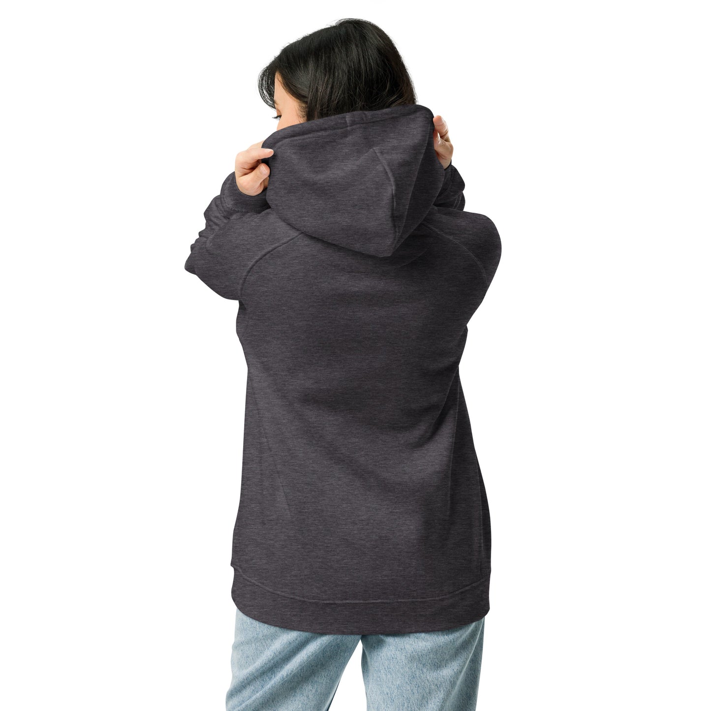 Ronas Design Midnight Moon Hoodie Back View on Women Model in Charcoal Melange