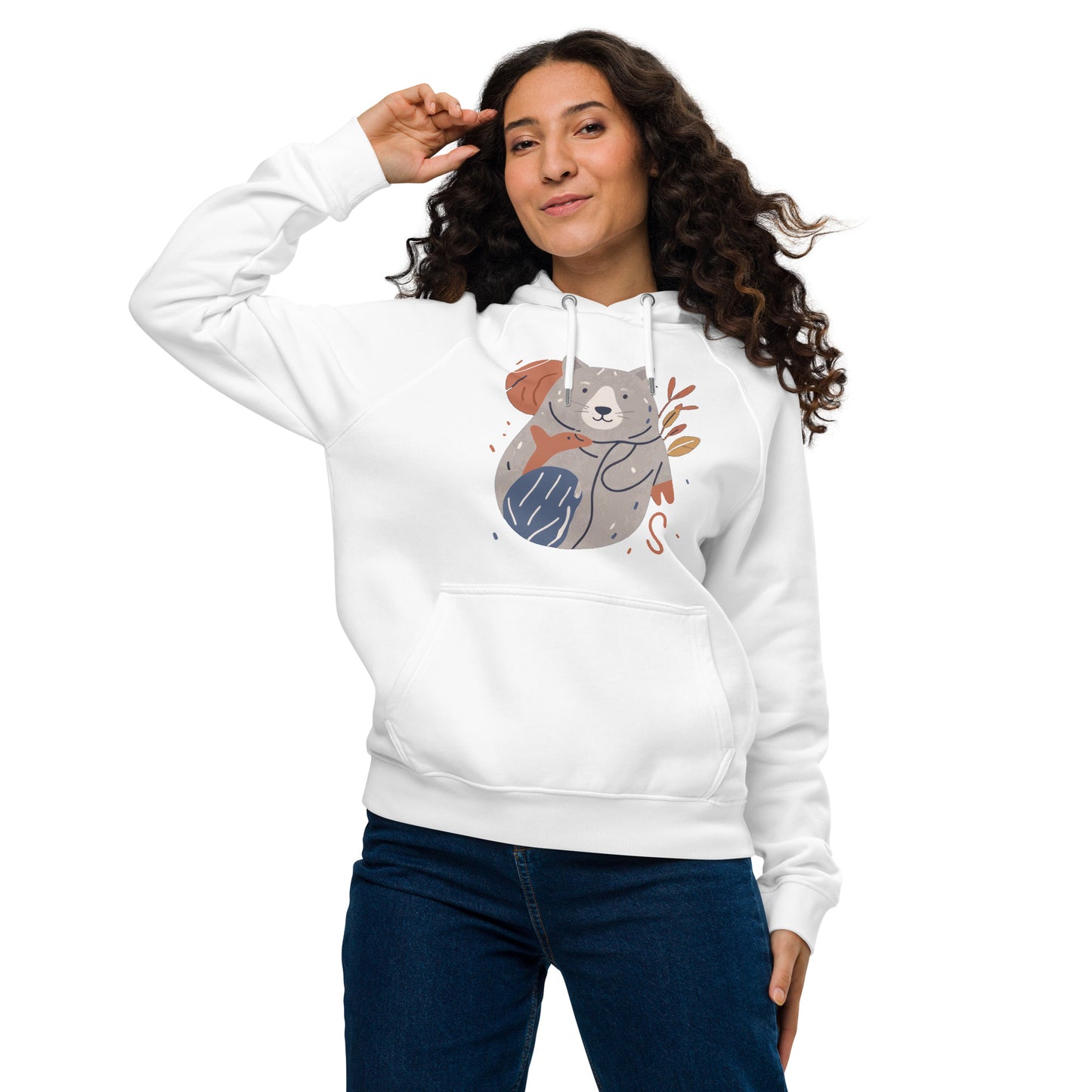 Ronas Design Cute Wombat and Friends Hoodie Front View on Women Model in White