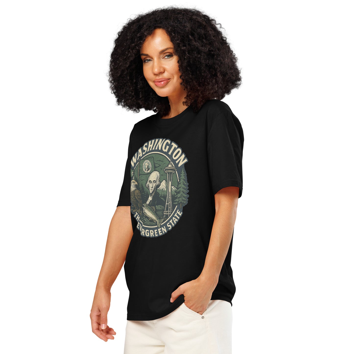 Ronas Design Evergreen T-Shirt Front View on Women Model in Black