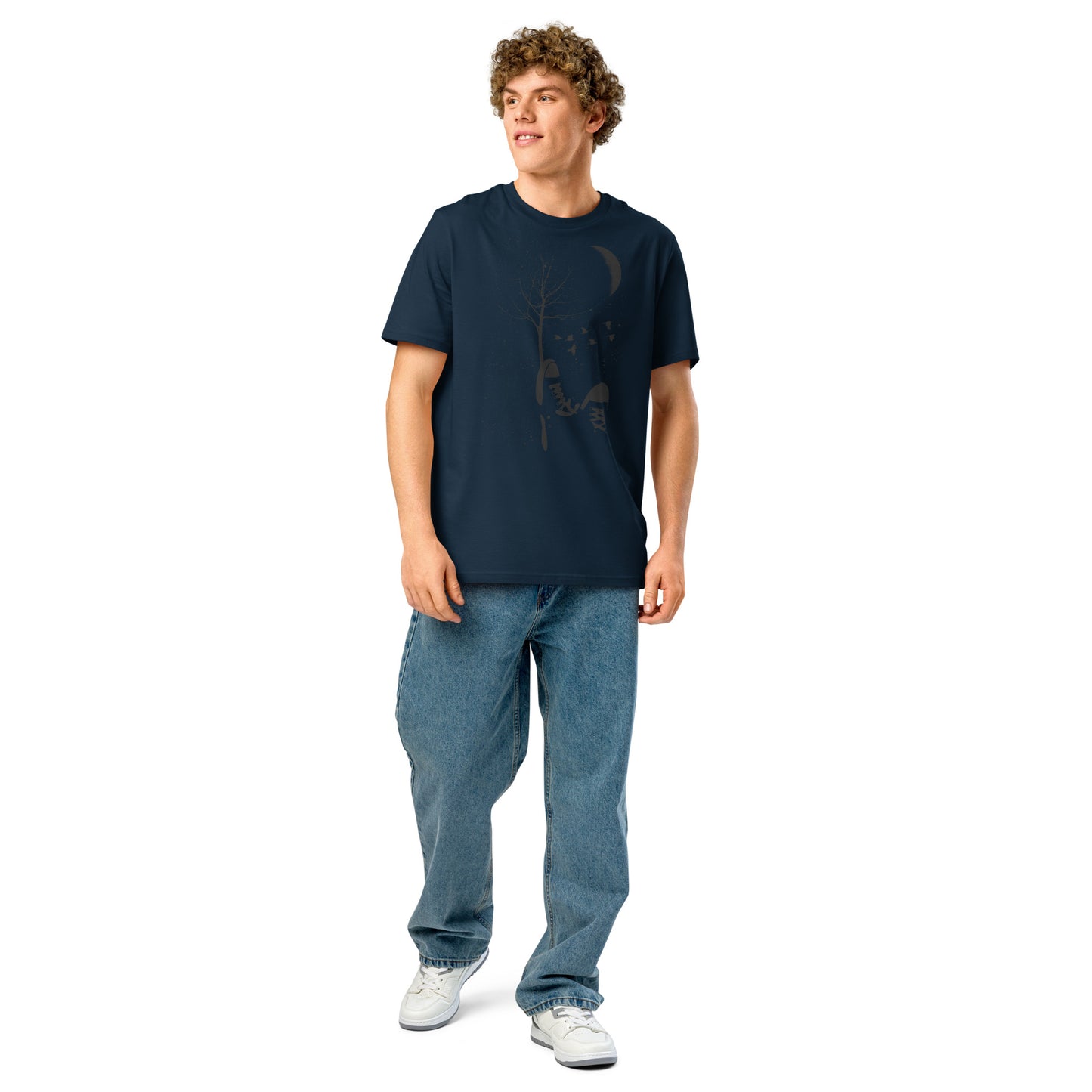 Ronas Design Autumn T-Shirt Front View on Men Model in French Navy