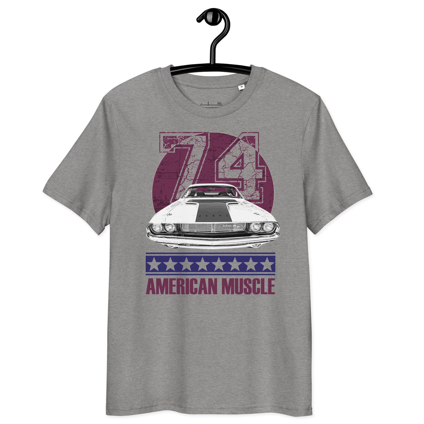 Ronas Design American Muscle T-Shirt Front View in Heather Grey