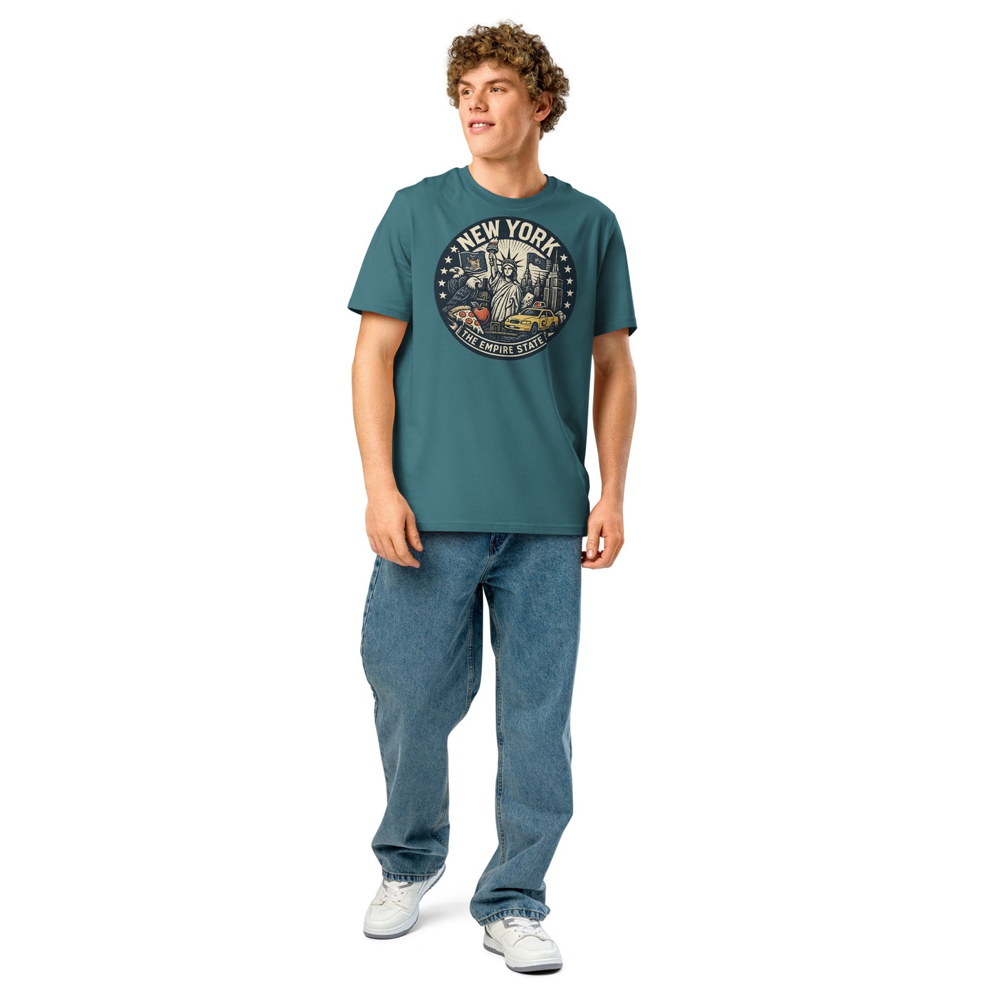 Ronas Design New York T-Shirt Front View on Men Model in Stargazer