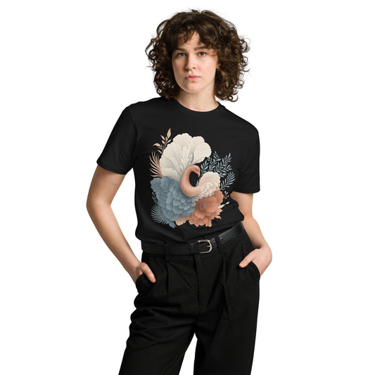 Ronas Design Floral Grace T-Shirt Front View on Women Model in Black