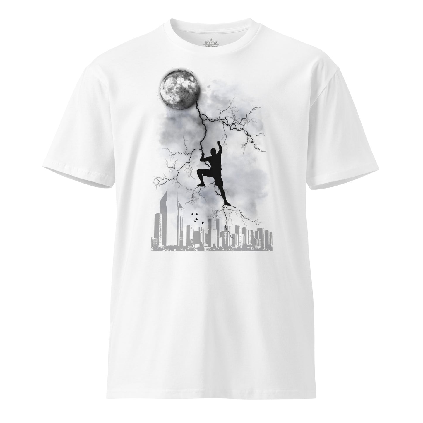 Ronas Design Moon Climber T-Shirt Front View in White