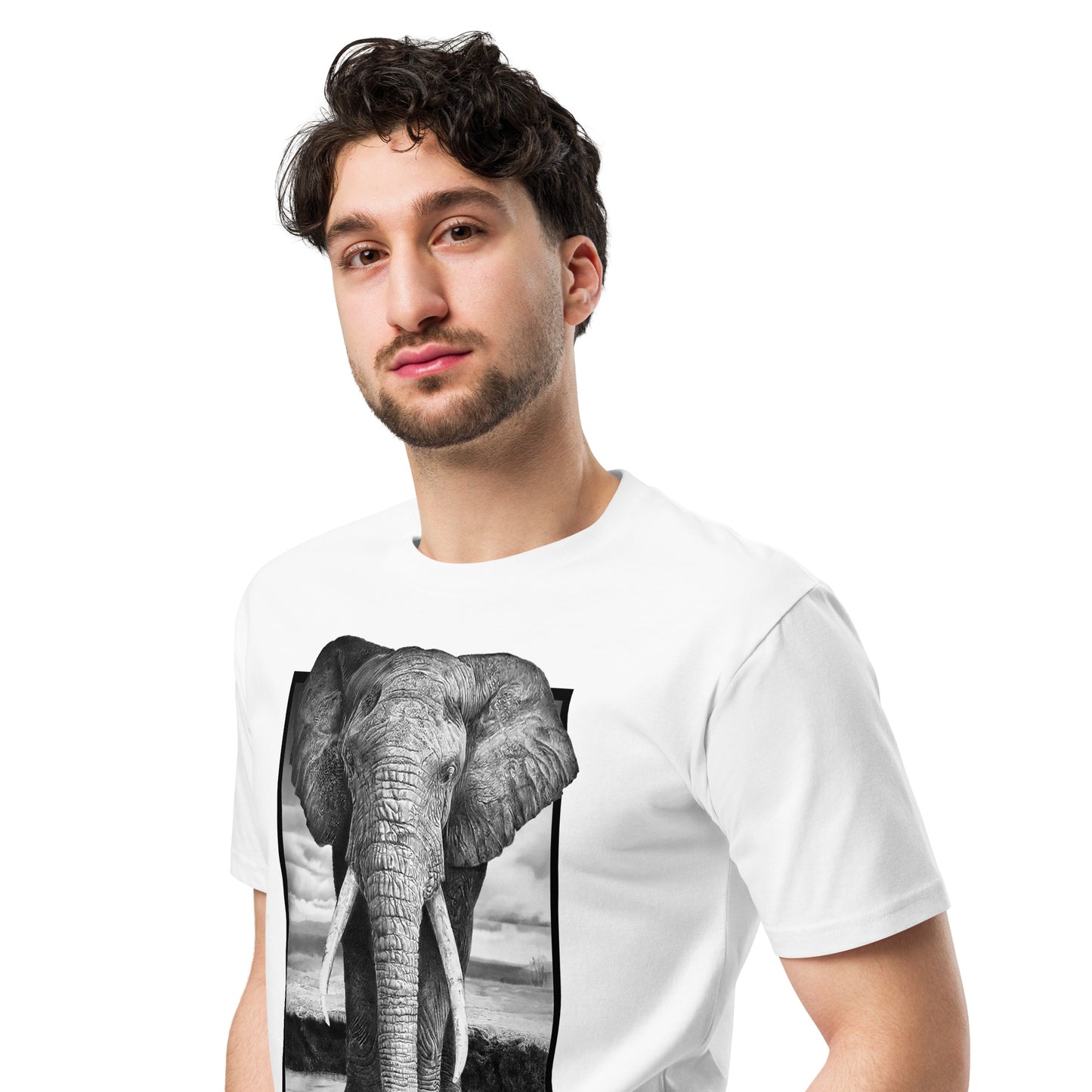 Ronas Design Stronger Than You Think T-Shirt Side View on Men Model in White