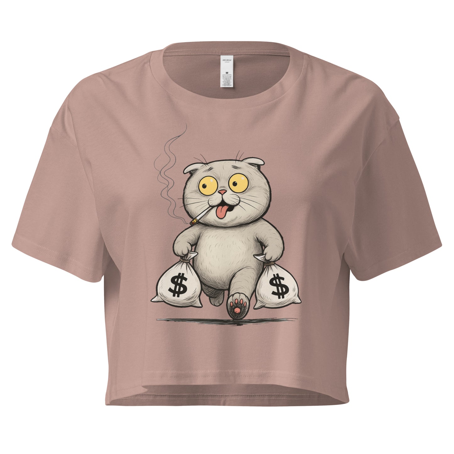 Ronas Design Rebel Cat Crop Top Front View on in Hazy Pink