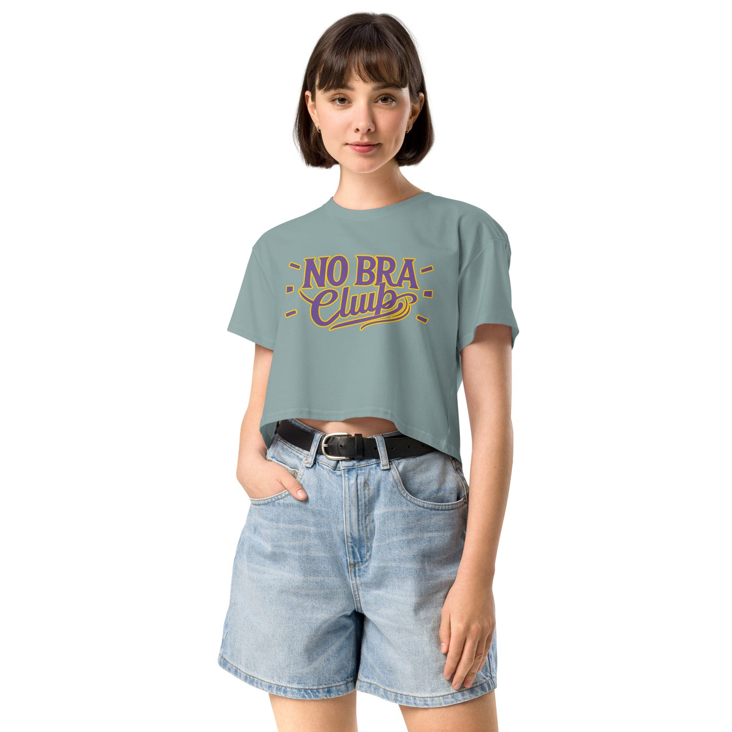 Ronas Design No Bra Club 2 Crop Top Front View on Women Model in Mineral