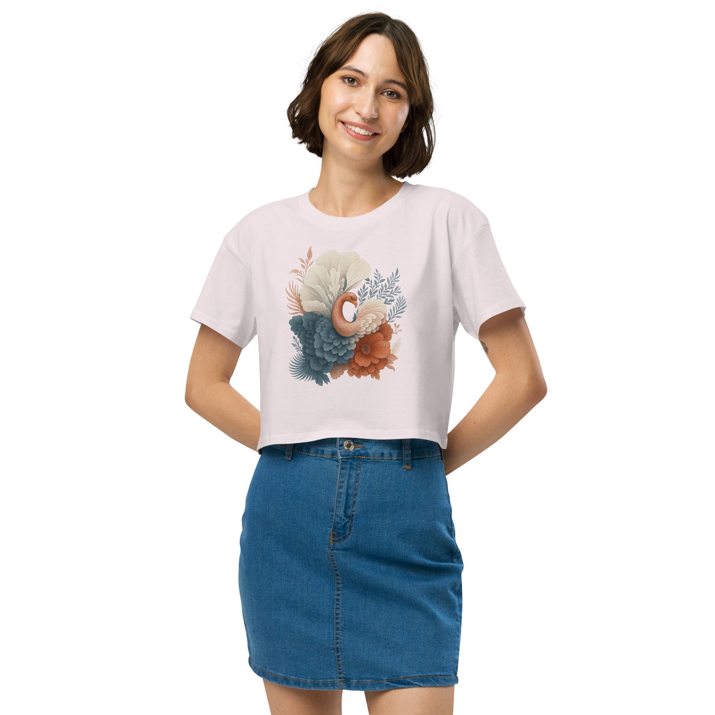 Ronas Design Floral Grace Crop Top Front View on Women Model in Orchid