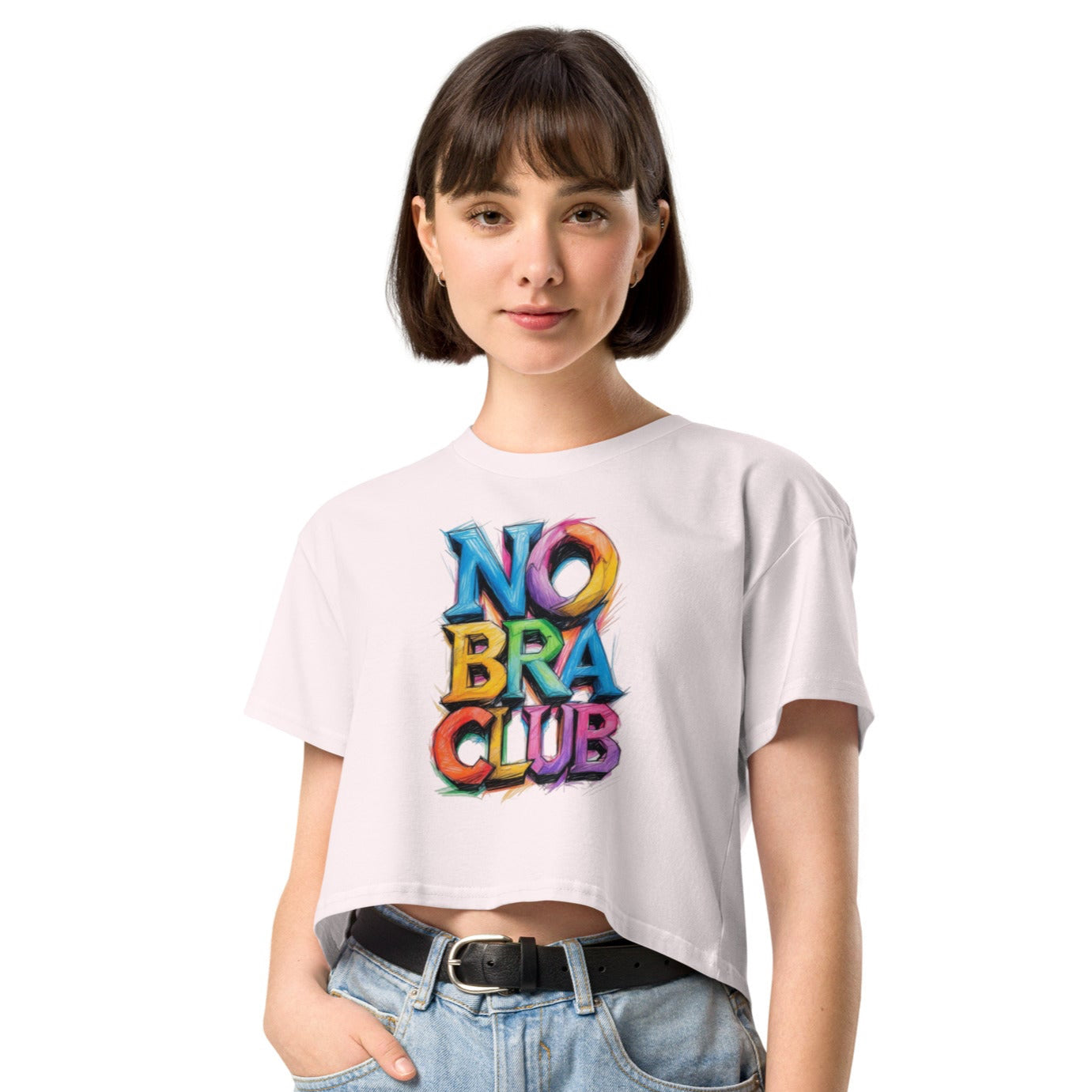 Ronas Design No Bra Club Crop Top Front View on Women Model in Orchid