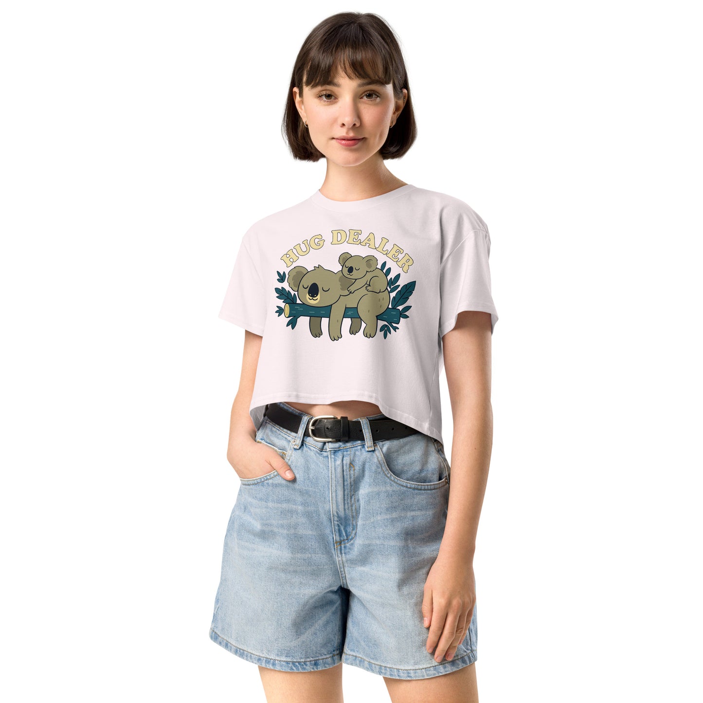 Ronas Design Hug Dealer Crop Top Front View on Women Model in Orchid