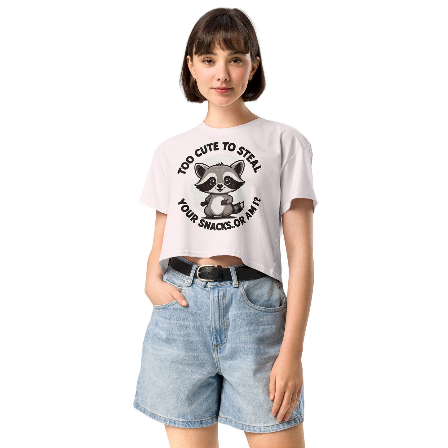 Ronas Design Snack Bandit Crop Top Front View on Women Model in Orchid