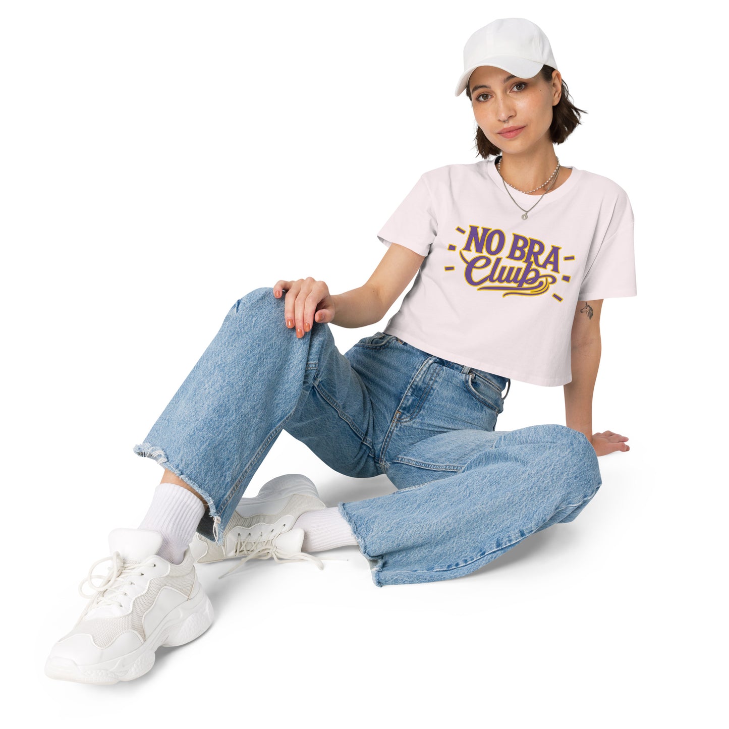 Ronas Design No Bra Club 2 Crop Top Art View on Women Model in Orchid