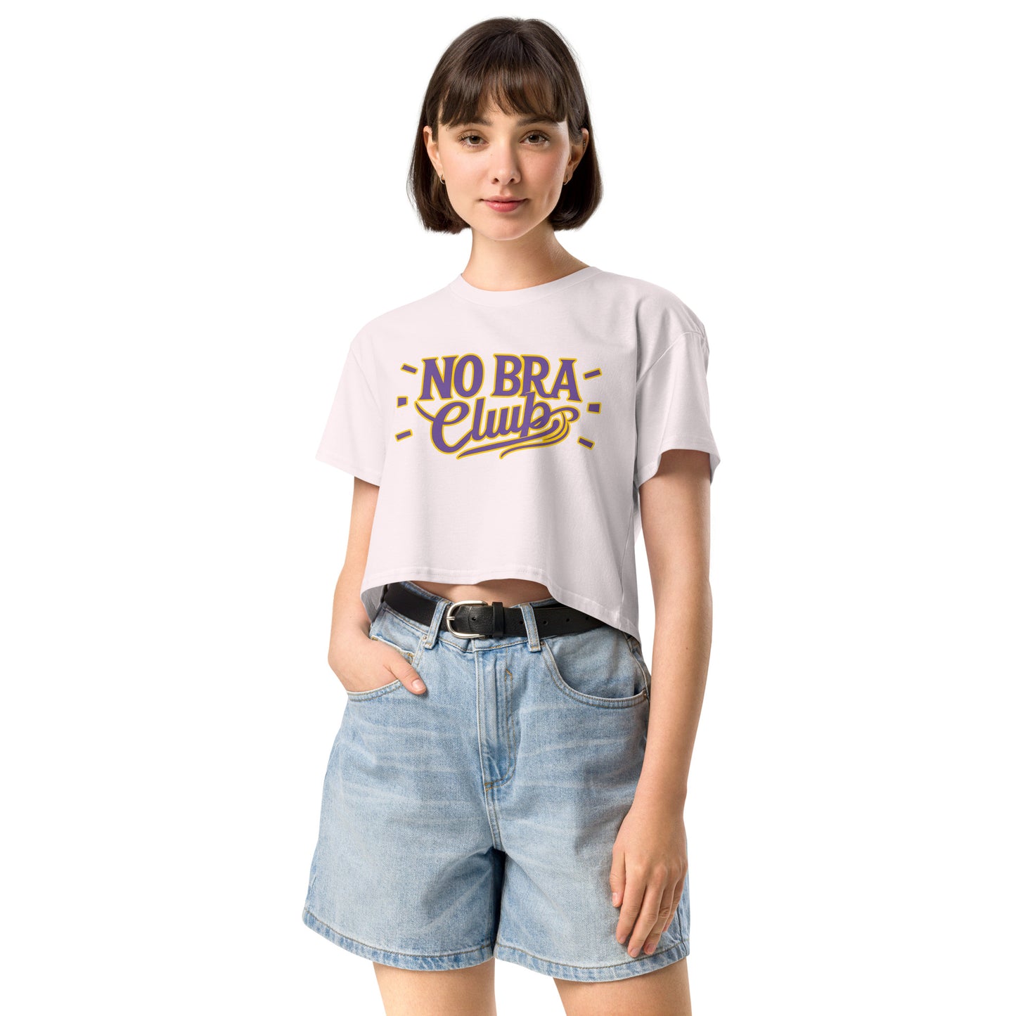 Ronas Design No Bra Club 2 Crop Top Front View on Women Model in Orchid