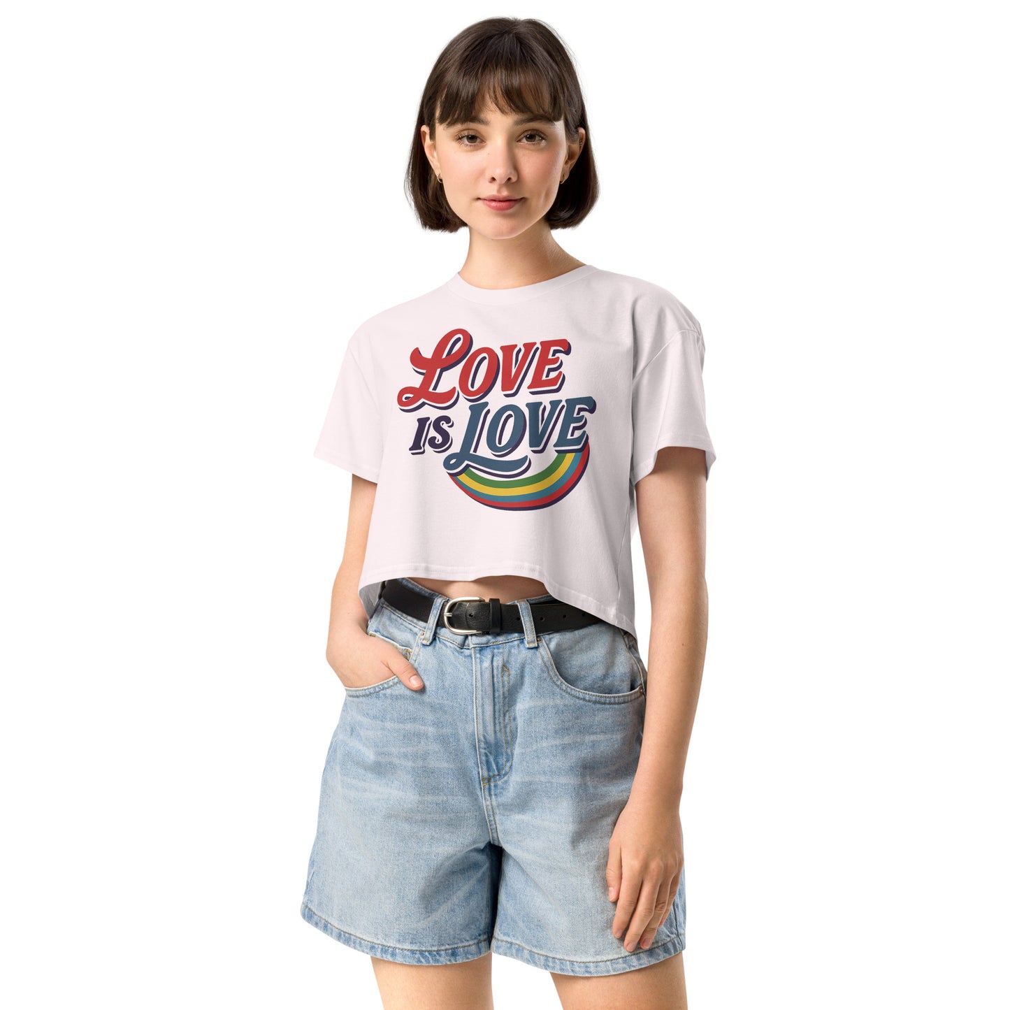 Ronas Design Pride Love Crop Top Front View on Women Model in Orchid