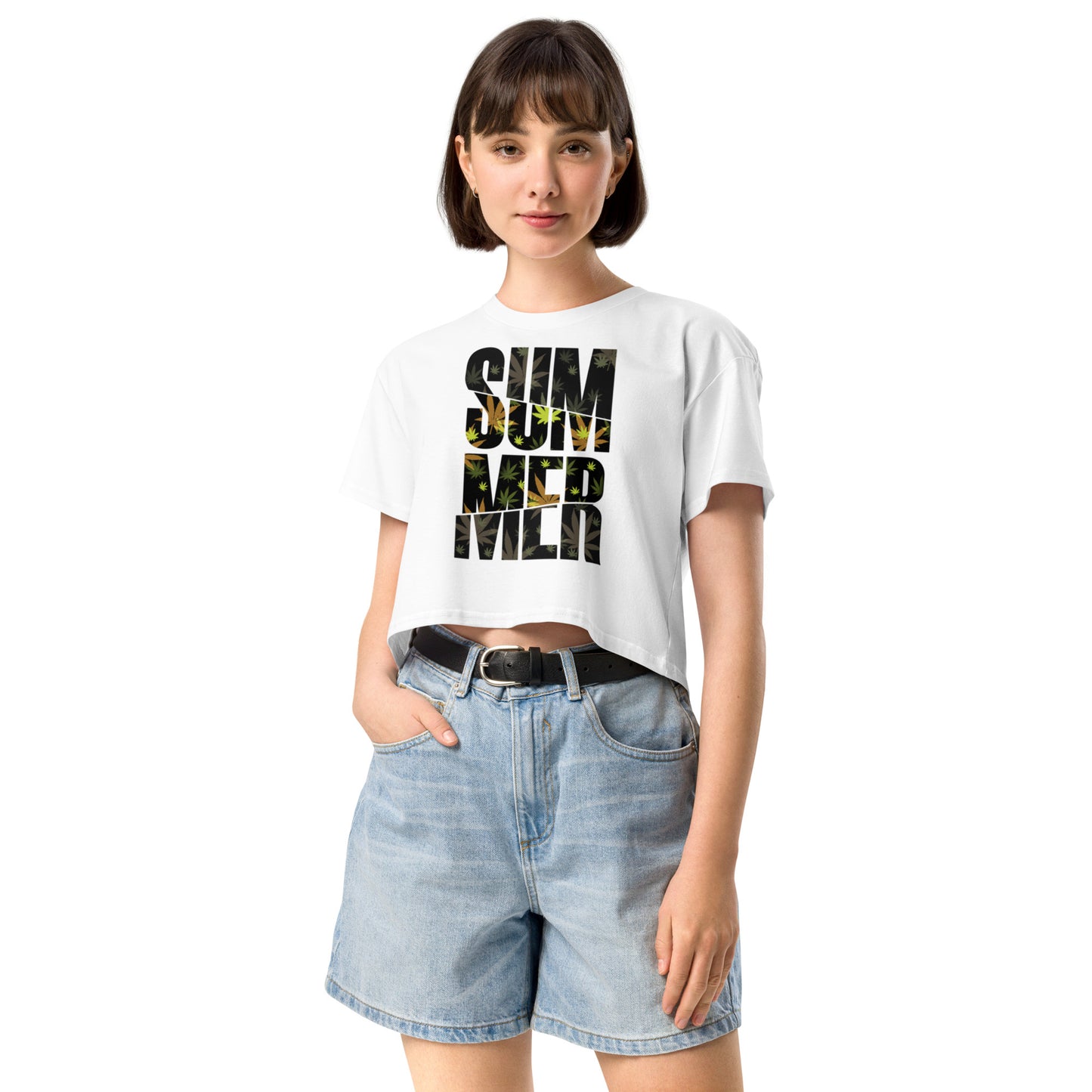 Ronas Design Summer Crop Top Front View on Women Model in White