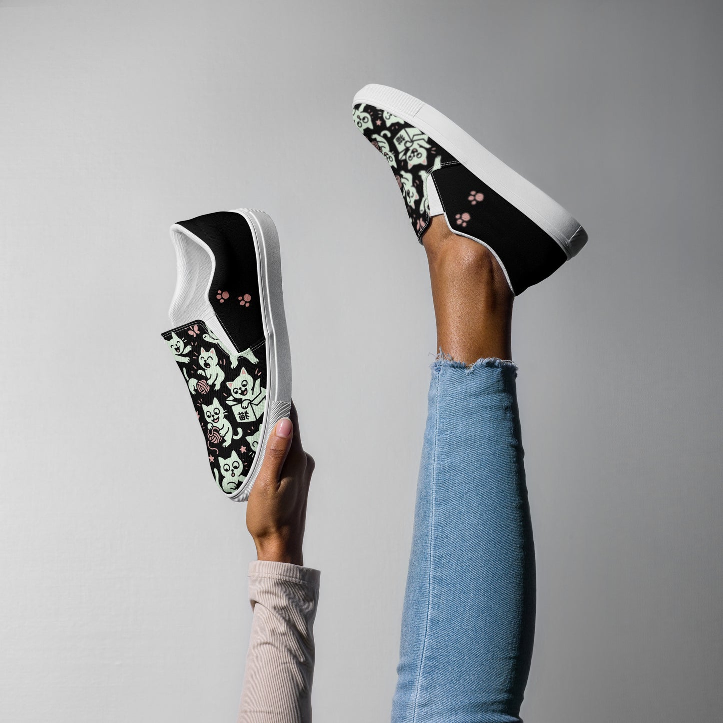Ronas Design Kawaii Cat Chaos Shoes Art View on Women Model