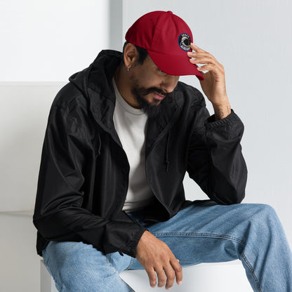 Ronas Design Space Explorer Hat Right Front View on Men Model in Cranberry