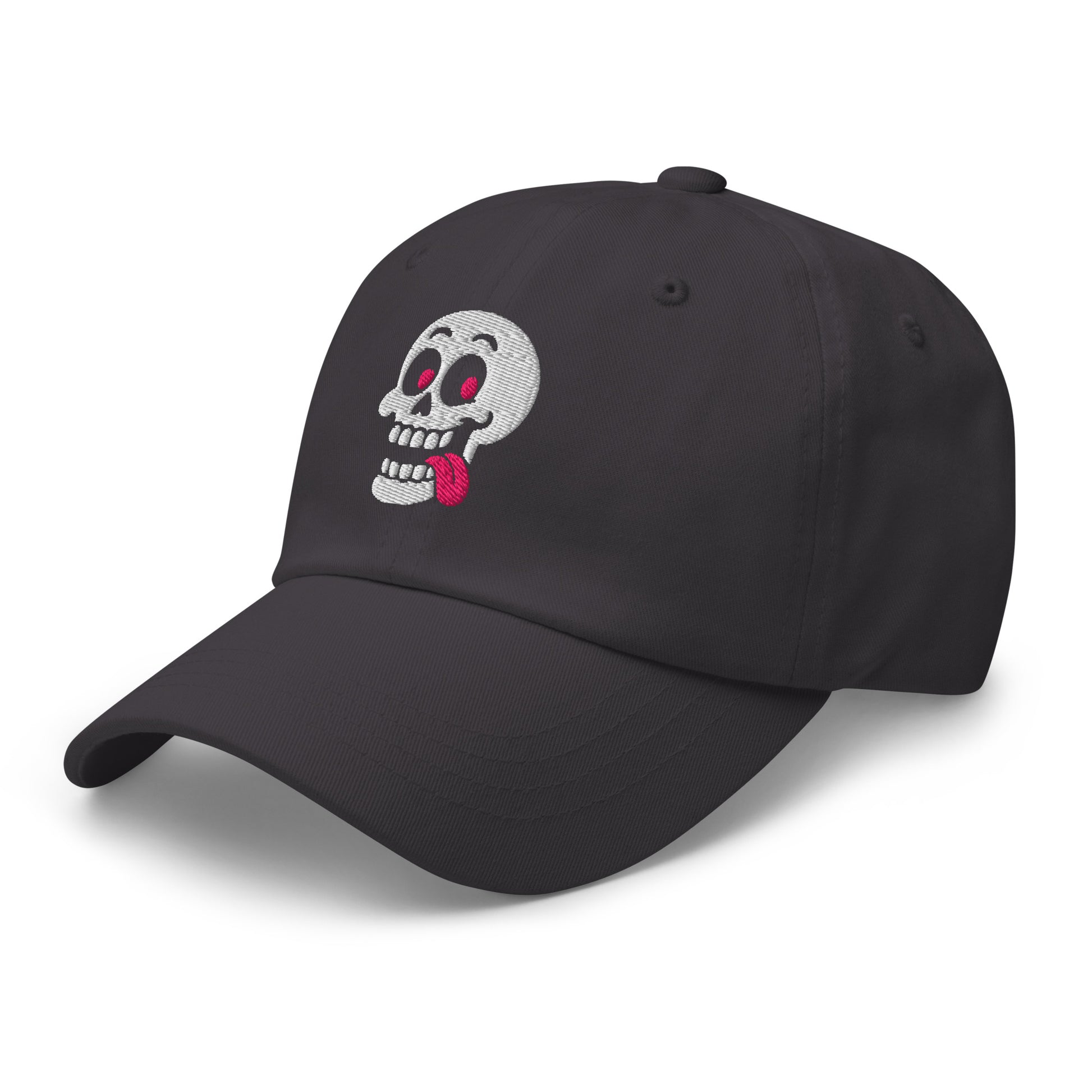 Ronas Design Pink Skull Hat Left Front View in Dark Grey