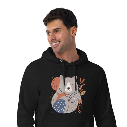Ronas Design Cute Wombat and Friends Hoodie Front View on Men Model in Black