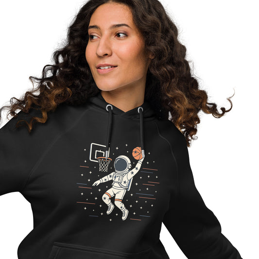 Ronas Design Space Dunk Hoodie Front View on Women Model in Black