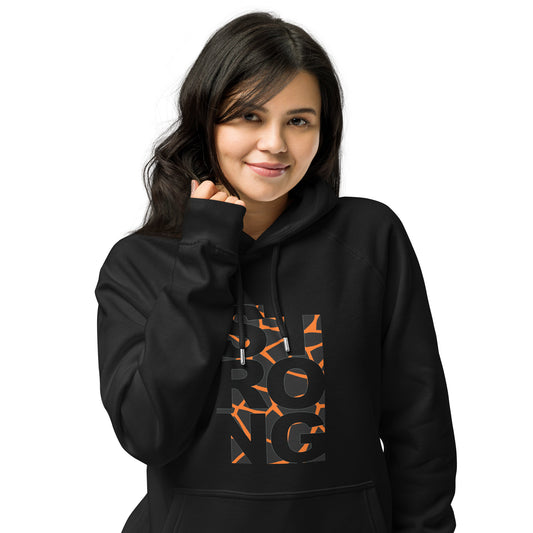 Ronas Design Strong Vibe Hoodie Front View on Women Model in Black