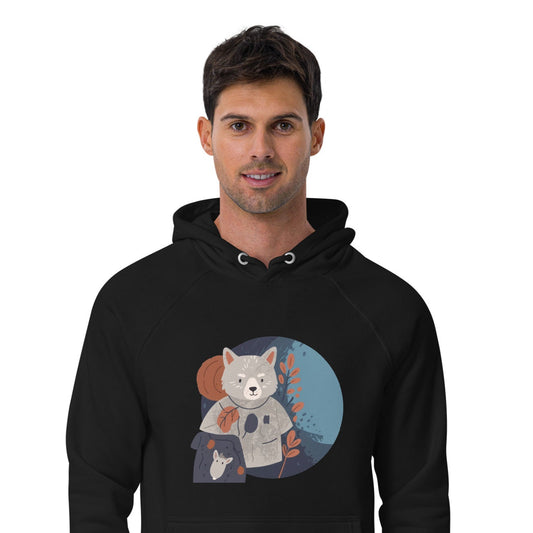 Ronas Design Wombat Explorer Hoodie Front View on Men Model in Black
