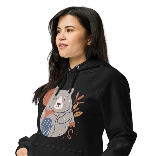 Ronas Design Cute Wombat and Friends Hoodie Front View on Women Model in Black