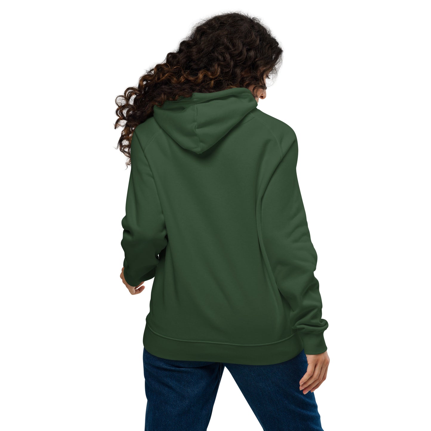 Ronas Design Elephant Ascend Hoodie Back View on Women Model in Bottle Green