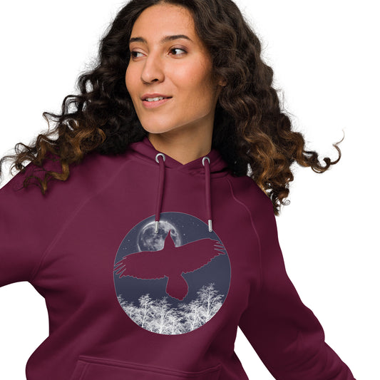 Ronas Design Midnight Moon Hoodie Front View on Women Model in Burgundy