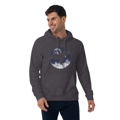 Ronas Design Midnight Moon Hoodie Front View on Men Model in Charcoal Melange