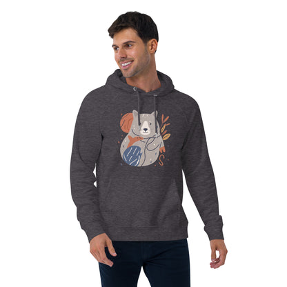 Ronas Design Cute Wombat and Friends Hoodie Front View on Men Model in Charcoal Melange