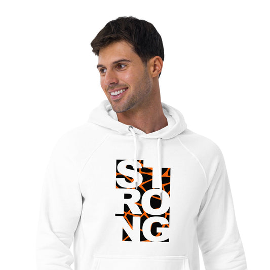 Ronas Design Strong Vibe Hoodie Front View on Men Model in White
