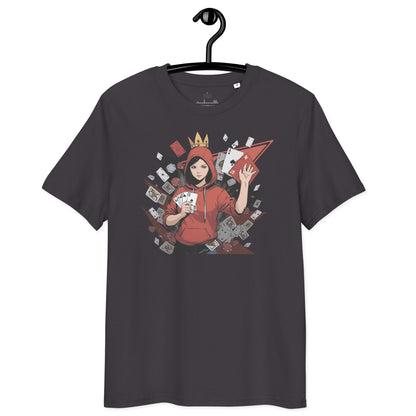 Ronas Design Card Queen T-Shirt Front View  in Anthracite
