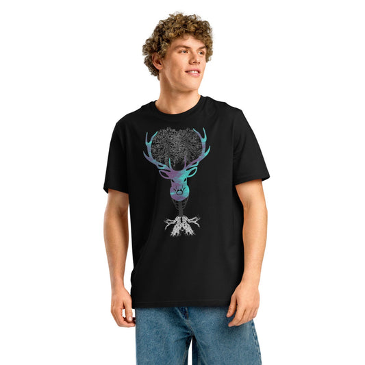 Ronas Design Nature Spirit T-Shirt Front View on Men Model in Black