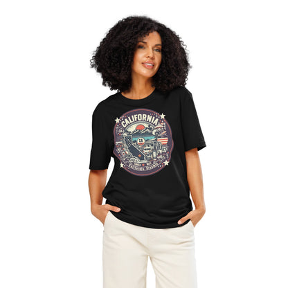 Ronas Design California Dreamin T-Shirt Front View on Women Model in Black