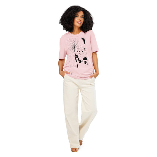 Ronas Design Autumn T-Shirt Front View on Women Model in Cotton Pink