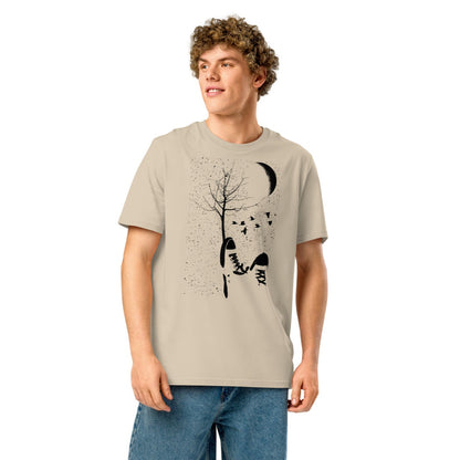 Ronas Design Autumn T-Shirt Front View on Men Model in Desert Dust