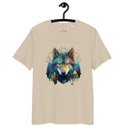 Ronas Design Geometric Forest Wolf T-Shirt Front View in Desert Dust