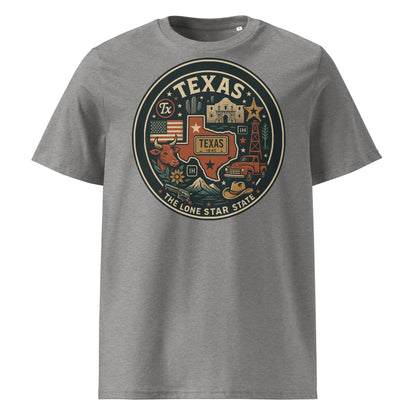 Ronas Design Texas Pride T-Shirt Front View in Heather Grey