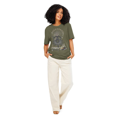 Ronas Design Chernobyl 1986 T-Shirt Front View on Women Model in Khaki