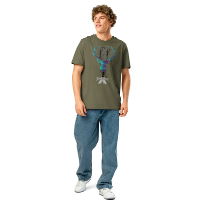 Ronas Design Nature Spirit T-Shirt Front View on Men Model in Khaki