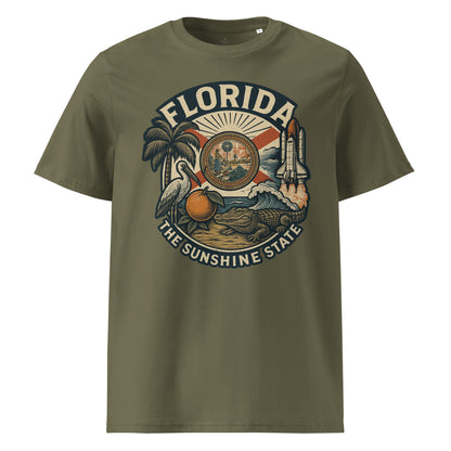 Ronas Design Florida Vibes T-Shirt Front View in Khaki