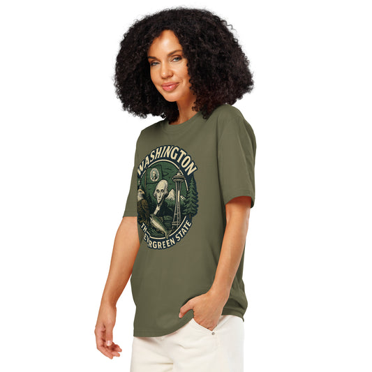 Ronas Design Evergreen T-Shirt Front View on Women Model in Khaki