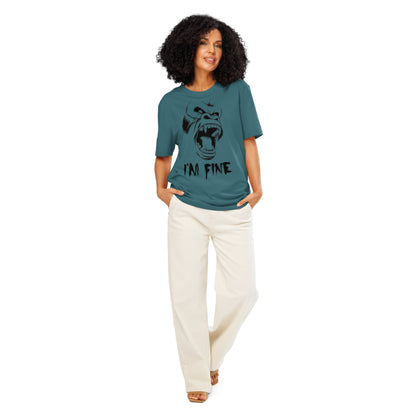 Ronas Design I'm Fine T-Shirt Front View on Women Model in Stargazer