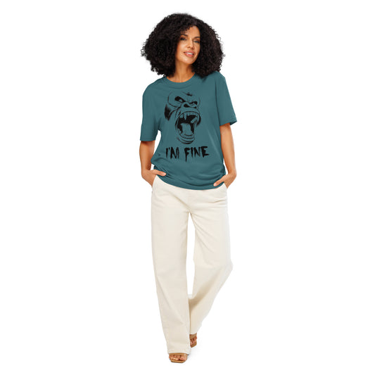 Ronas Design I'm Fine T-Shirt Front View on Women Model in Stargazer